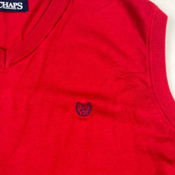 Chaps Mens Red Knit Sweater Vest XL Classic Preppy Casual Golf Layer Soft Cotton - Picture 4 of 11